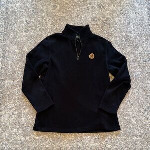 Lauren Ralph Lauren Black Half-Zip Sweater with Gold Emblem